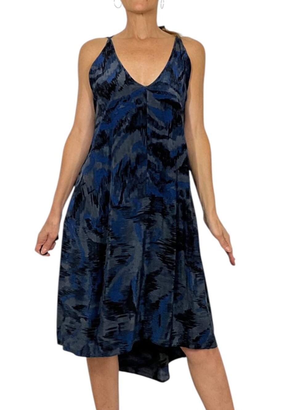 Marc By Marc Jacob Silk Dress Xs/S Blue Sleeveless Asymmetrical View 2